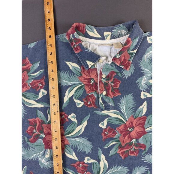 Rare Vintage Y2K LL Bean Flower AOP Art Polo Shirt XL Designer Hype Streetwear - Picture 6 of 6